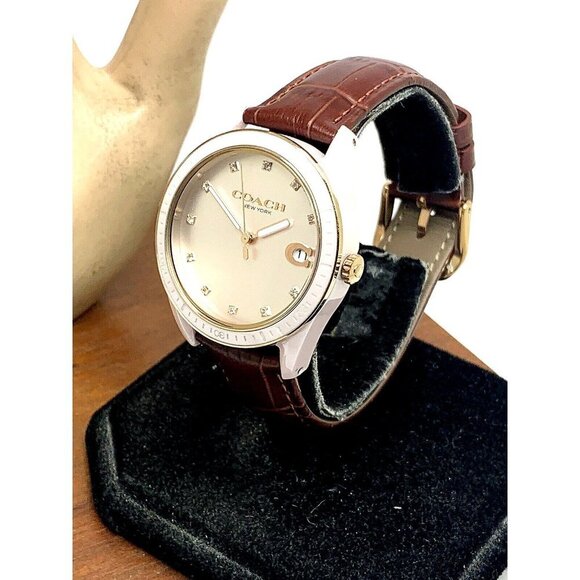 Coach Women's Watch 14503264 Rose Pink Ceramic Case Quartz 36mm Leather … - Picture 2 of 13